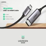 کابل تبدیل USB-C به HDMI یوگرین مدل MM142-50570 طول 1.5 متر - خاکستری